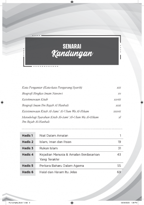 KARYA BESTARI AL-Kafi Syarah Hadis 40 & Tatmim AL-Kafi (Edisi KE