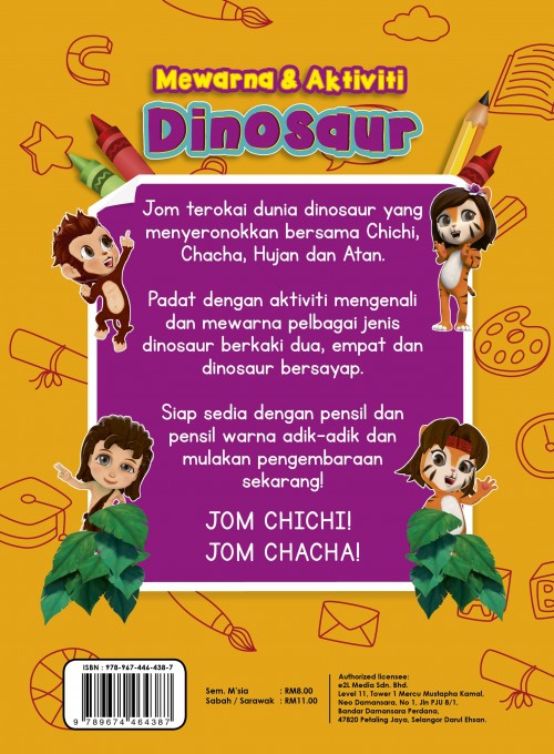 Chichi & Chacha : Warna Aktiviti - Dinosaur